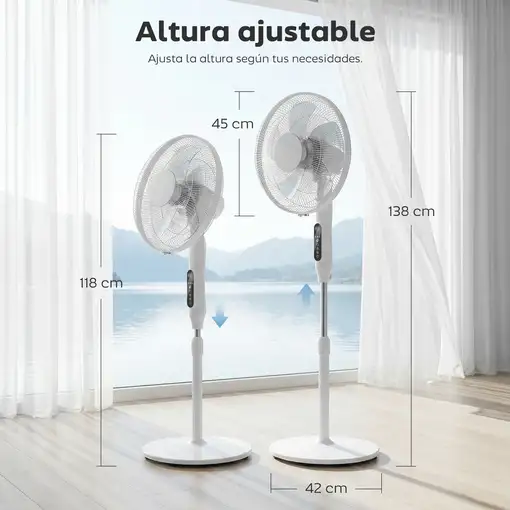 Ventilador de Pie con Control Remoto y Función Wifi Altura Ajustable HOMCOM