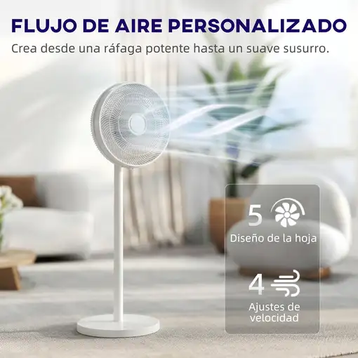 Ventilador de Pie con Mando Altura Ajustable 4 Velocidades Oscilación HOMCOM