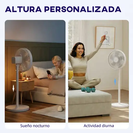 Ventilador de Pie con Mando Altura Ajustable 4 Velocidades Oscilación HOMCOM