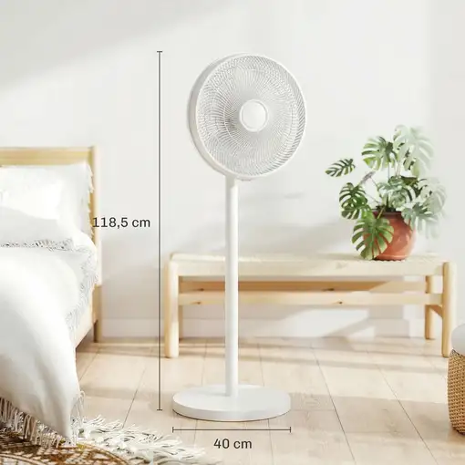 Ventilador de Pie con Mando Altura Ajustable 4 Velocidades Oscilación HOMCOM