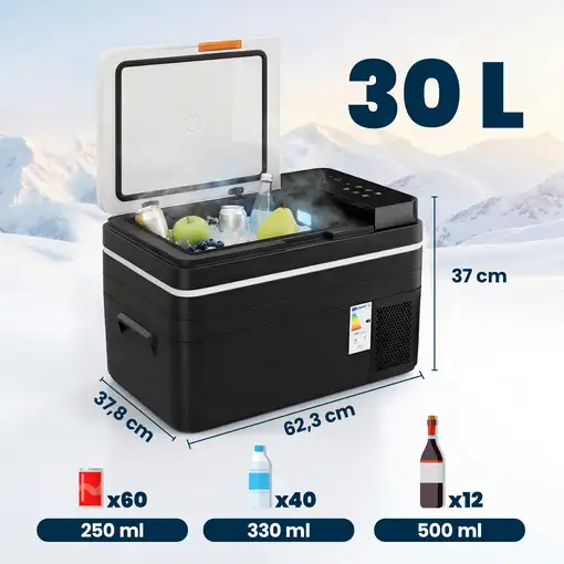 Nevera Portátil Eléctrica 30L con Compresor Control por App Negro Outsunny