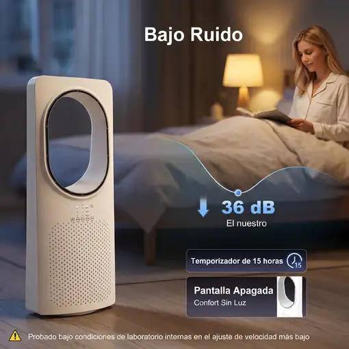 Ventilador de Torre Silencioso sin Aspas Mando a Distancia Oscilación 45° HOMCOM