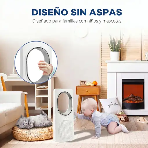 Ventilador de Torre Silencioso sin Aspas Mando a Distancia Oscilación 45° HOMCOM