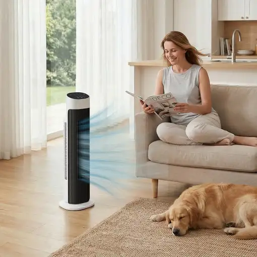 Ventilador de Torre Silencioso con Control Remoto 3 Velocidades 3 Modos HOMCOM