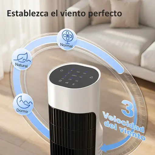 Ventilador de Torre Silencioso con Control Remoto 3 Velocidades 3 Modos HOMCOM