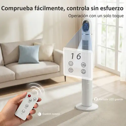 Ventilador de Torre con Control Remoto 3 Velocidades 3 Modos Temporizador HOMCOM