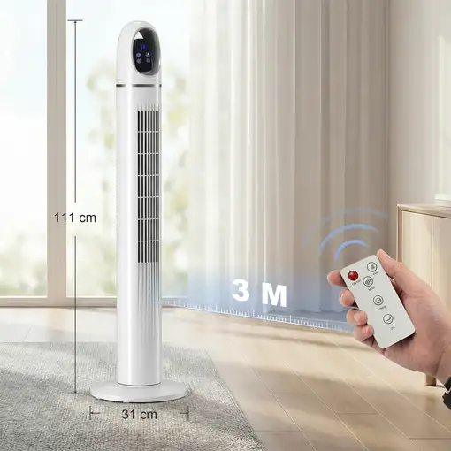 Ventilador de Torre con Control Remoto 3 Velocidades 3 Modos Temporizador HOMCOM