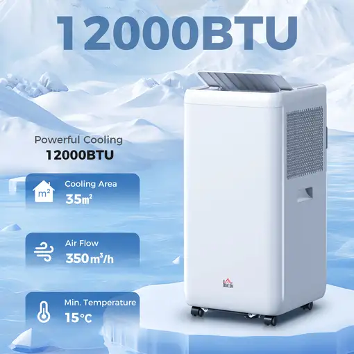 Aire Acondicionado Portátil 12000 BTU 5 en 1 para 35 m² Blanco HOMCOM