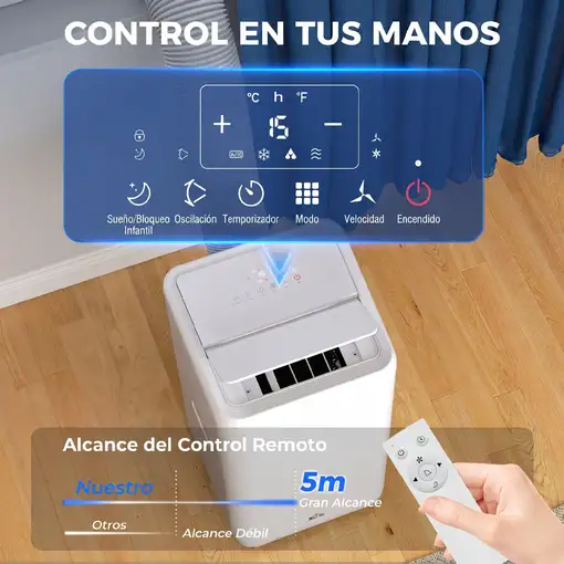 Aire Acondicionado Portátil 12000 BTU 5 en 1 para 35 m² Blanco HOMCOM