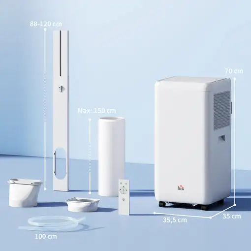 Aire Acondicionado Portátil 12000 BTU 5 en 1 para 35 m² Blanco HOMCOM