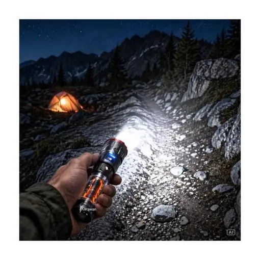 Linterna Multifuncional Karawan para Camping con Luz LED y USB Tipo C Negra