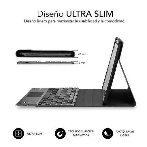 SUBBLIM Funda Tablet KEYTAB ProBT Touchpad Ipad 10,9/11 10a/11a Gen NEGRA