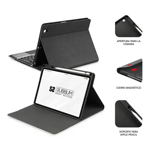 SUBBLIM Funda Tablet KEYTAB ProBT Touchpad Ipad 10,9/11 10a/11a Gen NEGRA