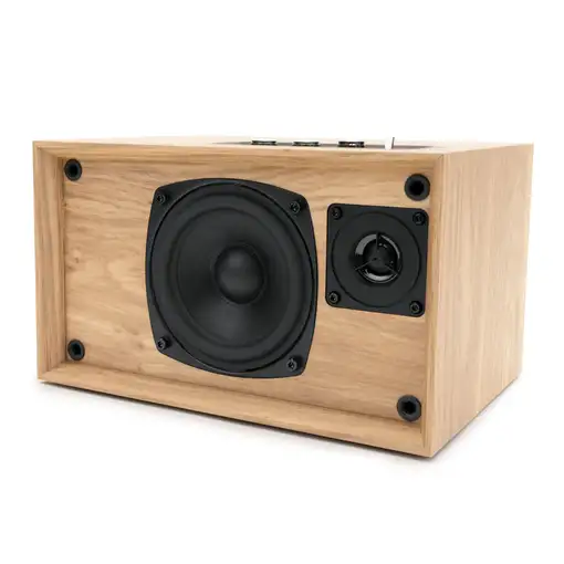 Altavoz Bluetooth 5.3, 50W, AUX 3.5mm, ajustes graves/agudos, madera Thomson W302