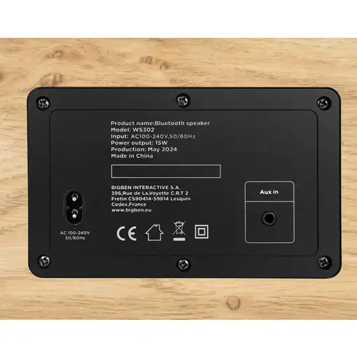 Altavoz Bluetooth 5.3, 50W, AUX 3.5mm, ajustes graves/agudos, madera Thomson W302