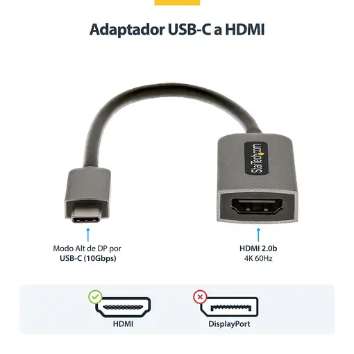 StarTech.com Adaptador USB C a HDMI de Vídeo 4K 60Hz - HDR10 - Conversor Tipo Llav