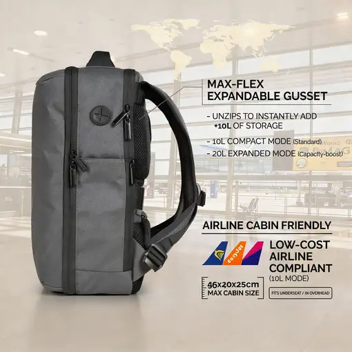 Mochila para portátil 15,6", Sacks Horizon, expandible, viaje acolchada 20l, NGS