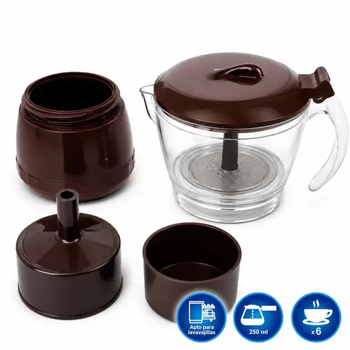 Cafetera Klack para Microondas 6 Tazas con Filtro Permanente