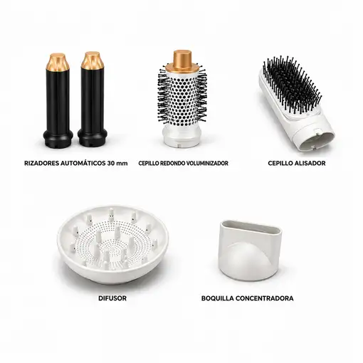 Secador moldeador Klack 7 en 1 efecto Coanda Blanco