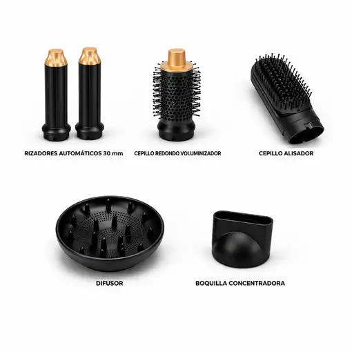 Secador moldeador Klack 7 en 1 efecto Coanda Negro