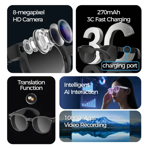 Gafas inteligentes Klack AIMB-S1 con cámara, audio y traducción IA