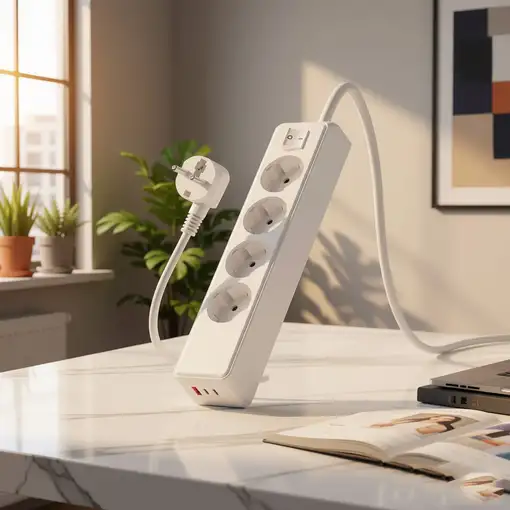 Regleta Klack 4 enchufes Schuko con 3 USB y cable de 1,5 m