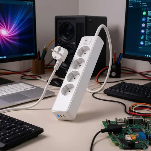 Regleta Klack 4 enchufes Schuko con 3 USB y cable de 1,5 m