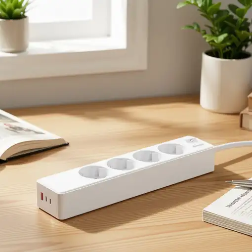 Regleta Klack 4 enchufes Schuko con 3 USB y cable de 1,5 m
