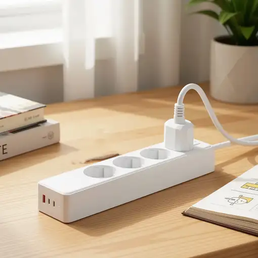 Regleta Klack 4 enchufes Schuko con 3 USB y cable de 1,5 m