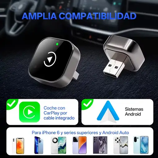 Adaptador inalámbrico Klack CarPlay y Android Auto Bluetooth 5.0