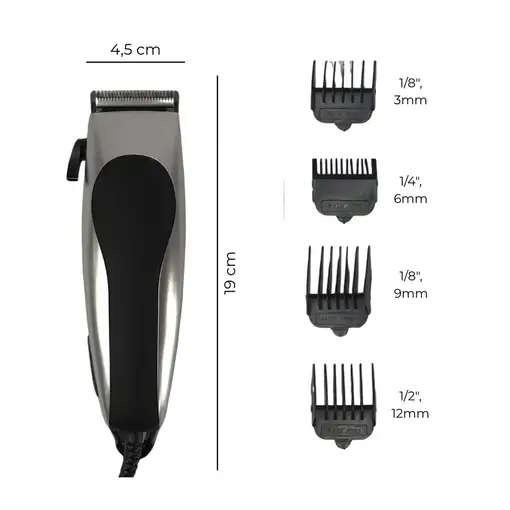 Cortadora de pelo Klack 10W con kit de 10 piezas y accesorios