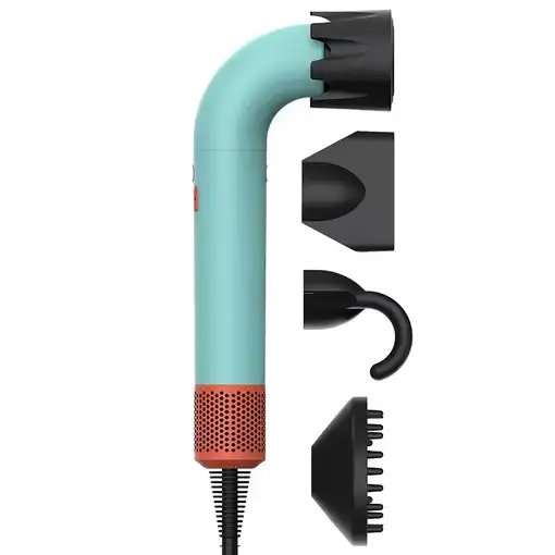 Secador Iónico 5 en 1 KLACK Secdys Curvo, 1400 W, Sin Aspas, Verde