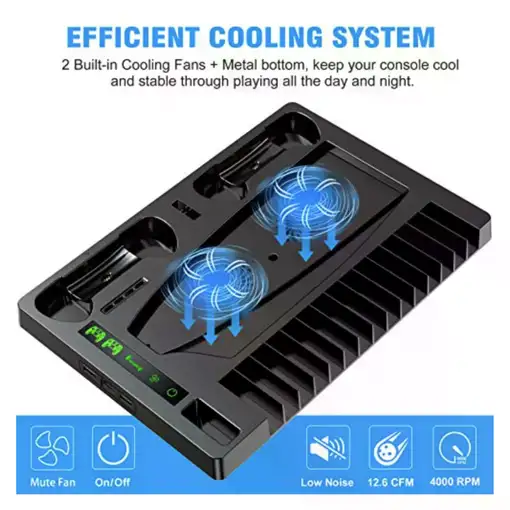 Base Refrigeración Klack para PS5 con Cargador y Soporte Auriculares