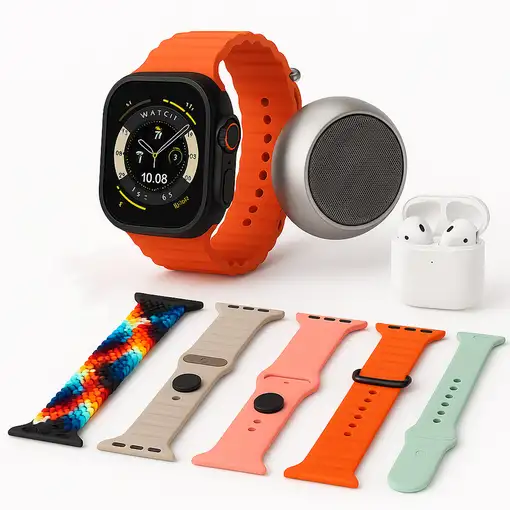 Pack Smartwatch KLACK H92 Ultra3, Auriculares, Altavoz, 7 Correas, Plata