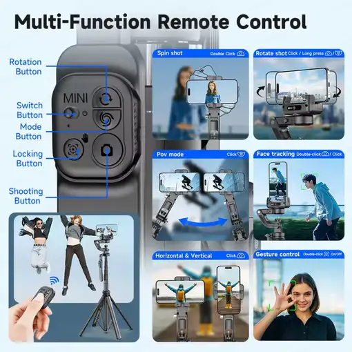 Trípode Gimbal Klack C16 AI con Seguimiento Facial y Control Remoto