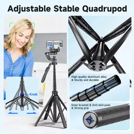 Trípode Gimbal Klack C16 AI con Seguimiento Facial y Control Remoto