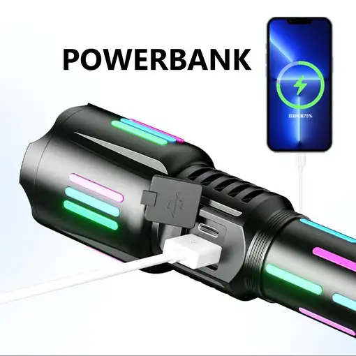 Linterna PowerBank Klack Recargable Impermeable con Pantalla LCD