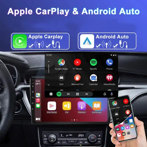 Reproductor Multimedia Klack Android 1 DIN Universal 9" QLED GPS CarPlay 6GB
