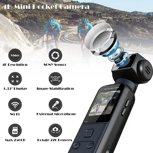 Cámara Corporal 4K Klack con Micrófono Externo WiFi y Estabilización