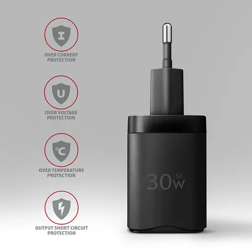 Axagon ACU-PQ30 Ladegerät QC3.0, 4.0/AFC/FCP/PPS/Apple+ PD USB-C, 30W - schwarz -
