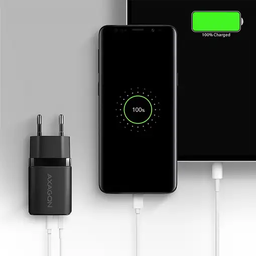 Axagon ACU-PQ30 Ladegerät QC3.0, 4.0/AFC/FCP/PPS/Apple+ PD USB-C, 30W - schwarz -