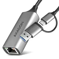 Axagon ADE-TXCA Gigabit Ethernet Adapter USB-C+ USB-A - titangrau - Adapter - Digi