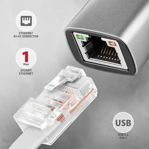 Axagon ADE-TXCA Gigabit Ethernet Adapter USB-C+ USB-A - titangrau - Adapter - Digi
