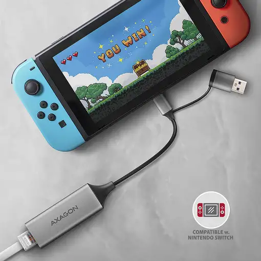 Axagon ADE-TXCA Gigabit Ethernet Adapter USB-C+ USB-A - titangrau - Adapter - Digi