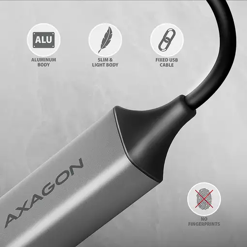 Axagon ADE-TXCA Gigabit Ethernet Adapter USB-C+ USB-A - titangrau - Adapter - Digi