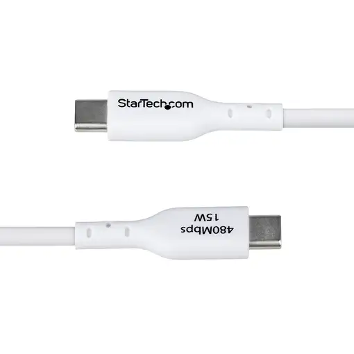 StarTech.com Cable de Carga USB-A a USB-C Blanco de 2m - Cable de Carga USB Tipo C
