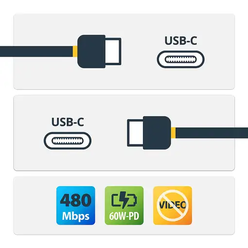StarTech.com Cable 15cm USB C Acodado - en Ángulo Recto - PD 60W - 3A - Cable USB-