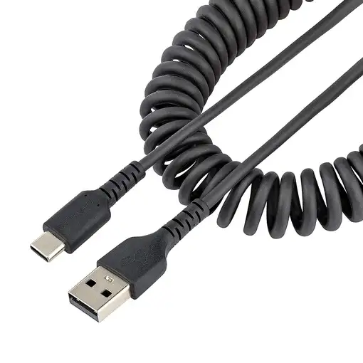 StarTech.com Cable de 1m de Carga USB A a USB C, Cable USB Tipo C Rizado de Carga
