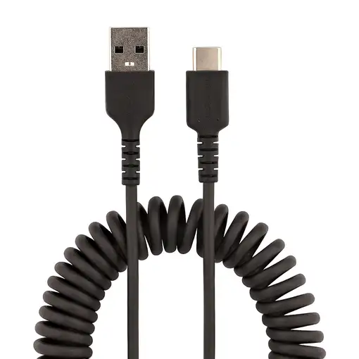 StarTech.com Cable de 1m de Carga USB A a USB C, Cable USB Tipo C Rizado de Carga