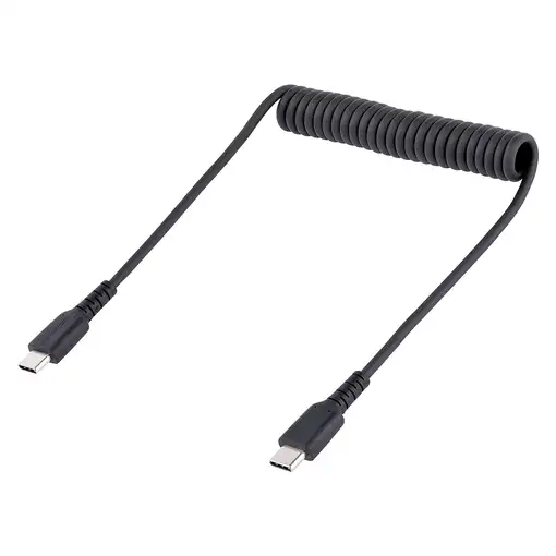 StarTech.com Cable de 50cm de Carga USB C a USB C, Cable USB Tipo C Rizado de Carg